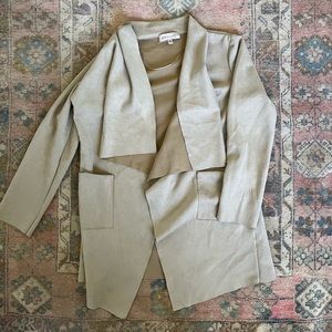 Beige Camel Faux Suede Light Drape Jacket